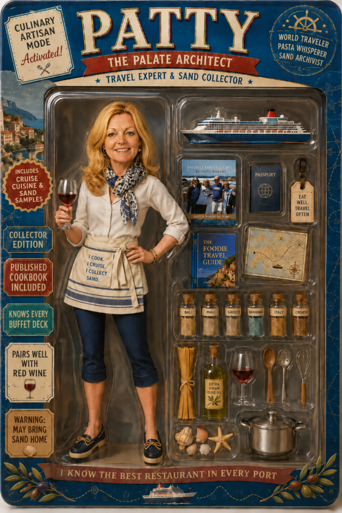 Patty - Cooks, Travels, and Collects Sand.